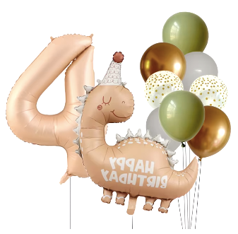 Ballon Anniversaire - 4 ans & Dinosaure