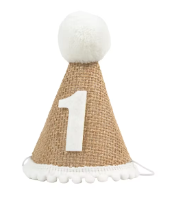 Chapeau anniversaire en toile de jute - 1 an